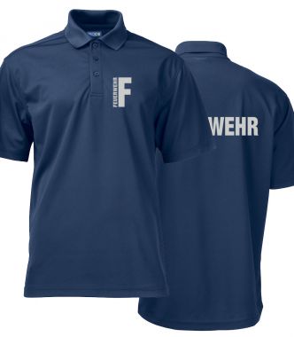 Funktions Polo Piqué Beschriftung refl. FEUERWEHR klein auf Brust und gross auf Rücken