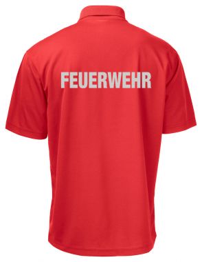 Funktions Polo Piqué Beschriftung refl. FEUERWEHR gross auf Rücken