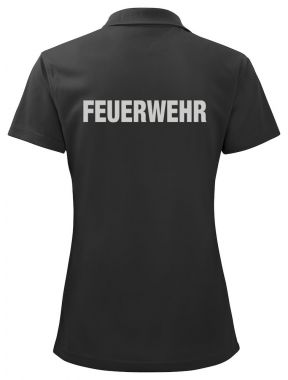 Funktions Polo Piqué Ladies Beschriftung refl. FEUERWEHR gross auf Rücken