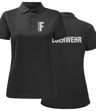 Funktions Polo Piqué Ladies Beschriftung refl. FEUERWEHR klein auf Brust und gross auf Rücken