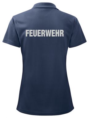 Funktions Polo Piqué Ladies Beschriftung refl. FEUERWEHR gross auf Rücken