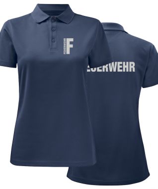 Funktions Polo Piqué Ladies Beschriftung refl. FEUERWEHR klein auf Brust und gross auf Rücken