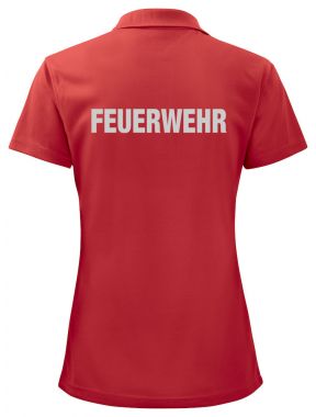Funktions Polo Piqué Ladies Beschriftung refl. FEUERWEHR gross auf Rücken