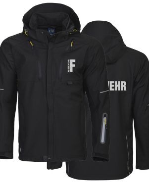 Softshell-Jacke Beschriftung refl. FEUERWEHR klein auf Brust und gross auf Rücken