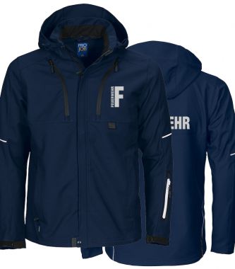 Softshell-Jacke Beschriftung refl. FEUERWEHR klein auf Brust und gross auf Rücken