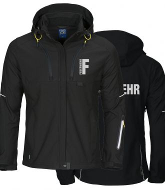 Softshell-Jacke Ladies Beschriftung refl. FEUERWEHR klein auf Brust und gross auf Rücken