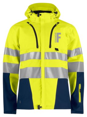 Funktionnelle Softshell-Jacke EN ISO 20471 Klasse 3/2 Beschriftung refl. FEUERWEHR klein auf Brust