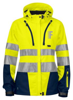 Softshell Damenjacke EN ISO20471 Klasse 3/2 Beschriftung refl. FEUERWEHR klein auf Brust
