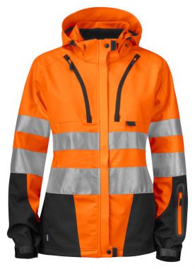 Softshell Damenjacke EN ISO20471 Klasse 3/2 Beschriftung refl. FEUERWEHR gross auf Rücken