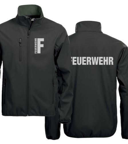 Softshell-Jacke Basic Beschriftung refl. FEUERWEHR klein auf Brust und gross auf Rücken