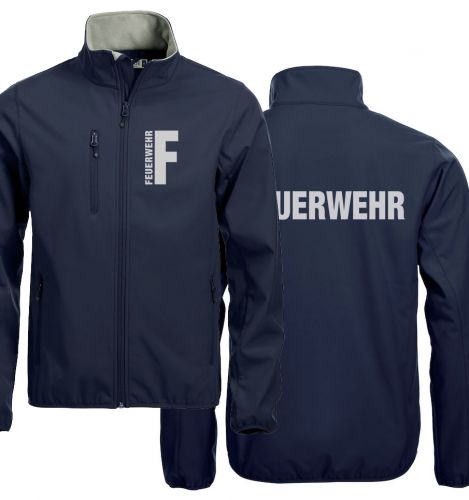 Softshell-Jacke Basic Beschriftung refl. FEUERWEHR klein auf Brust und gross auf Rücken