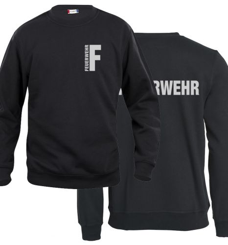 Sweat-Shirt Basic Beschriftung refl. FEUERWEHR klein auf Brust und gross auf Rücken