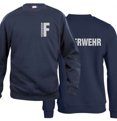 Sweat-Shirt Basic Beschriftung refl. FEUERWEHR klein auf Brust und gross auf Rücken