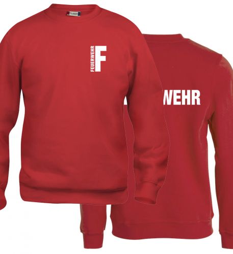 Sweat-Shirt Basic Beschriftung weiss FEUERWEHR klein auf Brust und gross auf Rücken