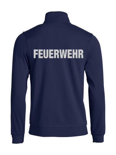 Sweatjacke Basic Cardigan Beschriftung refl. FEUERWEHR gross auf Rücken