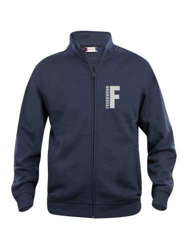 Sweatjacke Basic Cardigan Beschriftung refl. FEUERWEHR klein auf Brust