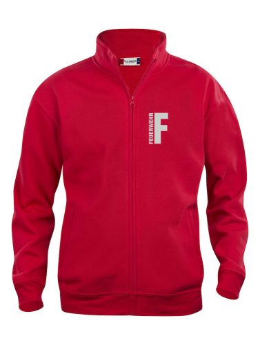 Sweatjacke Basic Cardigan Beschriftung refl. FEUERWEHR klein auf Brust