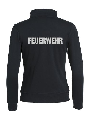 Sweatjacke Basic Cardigan Ladies Beschriftung refl. FEUERWEHR gross auf Rücken