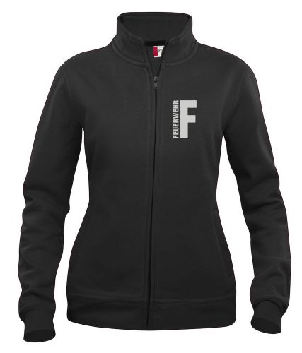 Sweatjacke Basic Cardigan Ladies Beschriftung refl. FEUERWEHR klein auf Brust