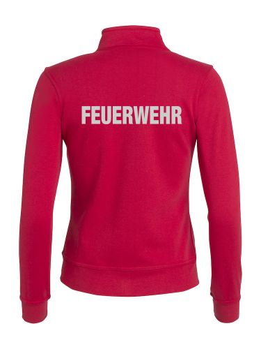Sweatjacke Basic Cardigan Ladies Beschriftung refl. FEUERWEHR gross auf Rücken