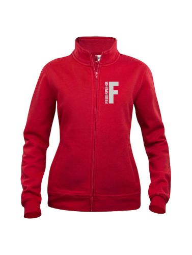 Sweatjacke Basic Cardigan Ladies Beschriftung refl. FEUERWEHR klein auf Brust