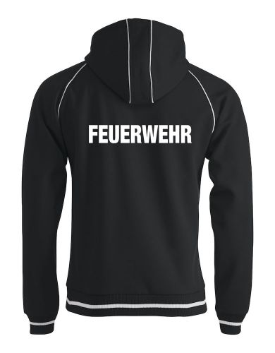 Sportliche Sweatjacke Beschriftung weiss FEUERWEHR gross auf Rücken