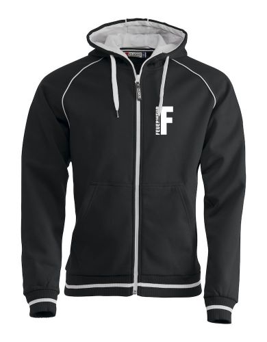 Sportliche Sweatjacke Beschriftung weiss FEUERWEHR klein auf Brust