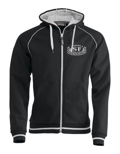 Sportliche Sweatjacke Beschriftung weiss Swiss Firefighter klein auf Brust