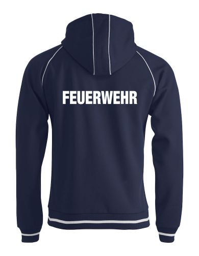 Sportliche Sweatjacke Beschriftung weiss FEUERWEHR gross auf Rücken