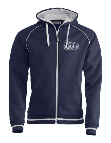Sportliche Sweatjacke Beschriftung weiss Swiss Firefighter klein auf Brust