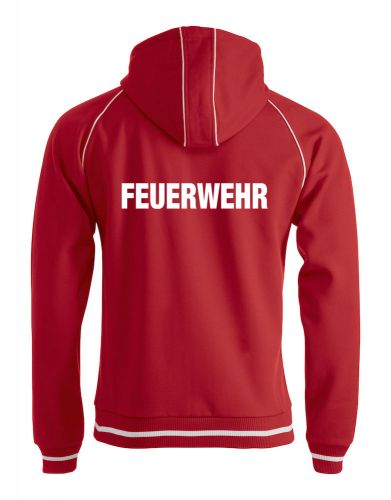 Sportliche Sweatjacke Beschriftung weiss FEUERWEHR gross auf Rücken