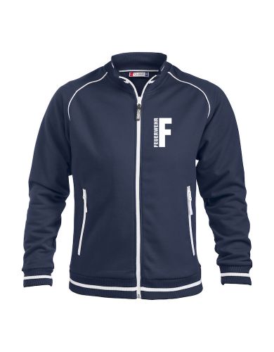 Sportliche Sweatjacke ohne Kapuze Beschriftung weiss FEUERWEHR klein auf Brust