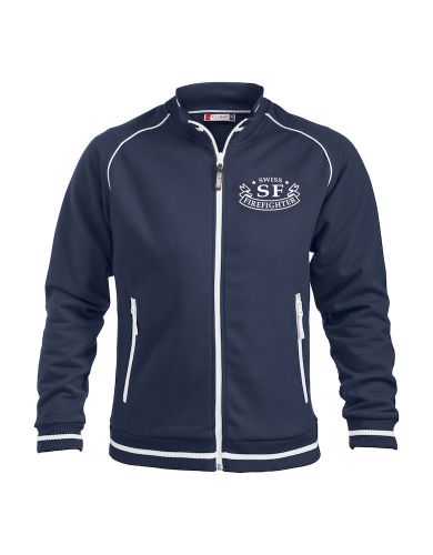 Sportliche Sweatjacke ohne Kapuze Beschriftung weiss Firefighter klein auf Brust