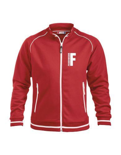 Sportliche Sweatjacke ohne Kapuze Beschriftung weiss FEUERWEHR klein auf Brust