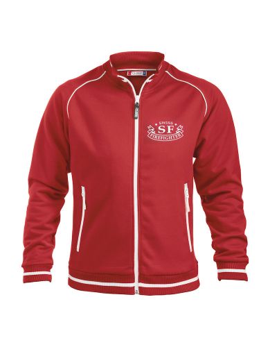 Sportliche Sweatjacke ohne Kapuze Beschriftung weiss Firefighter klein auf Brust