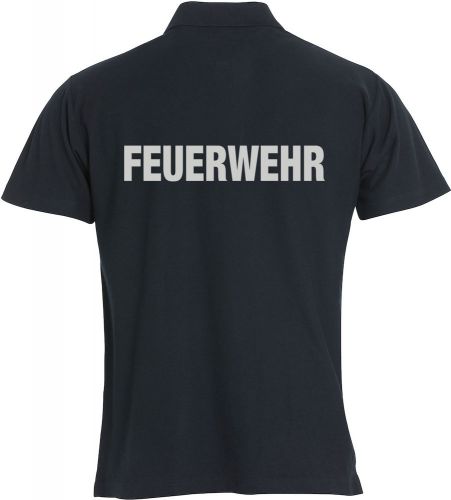 Polo-Shirt Basic Beschriftung refl. FEUERWEHR gross auf Rücken