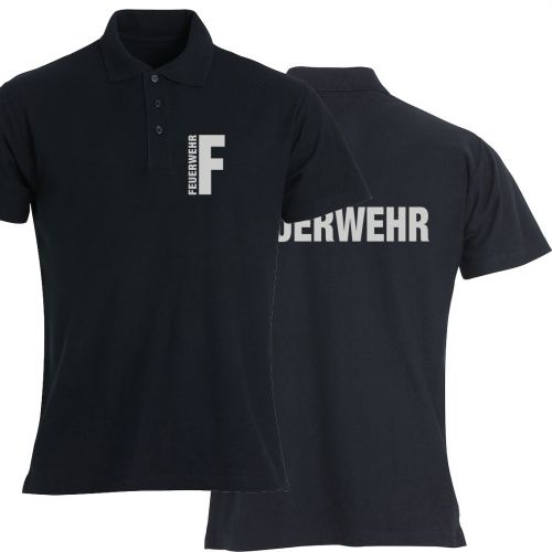 Polo-Shirt Basic Beschriftung refl. FEUERWEHR klein auf Brust und gross auf Rücken