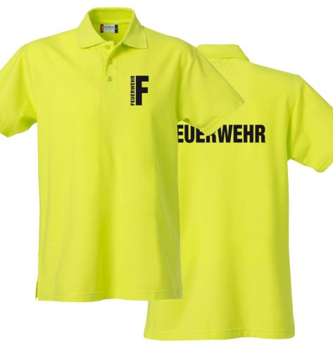 Polo-Shirt Basic Beschriftung schwarz FEUERWEHR klein auf Brust und gross auf Rücken