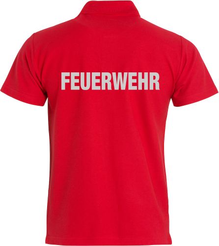 Polo-Shirt Basic Beschriftung refl. FEUERWEHR gross auf Rücken