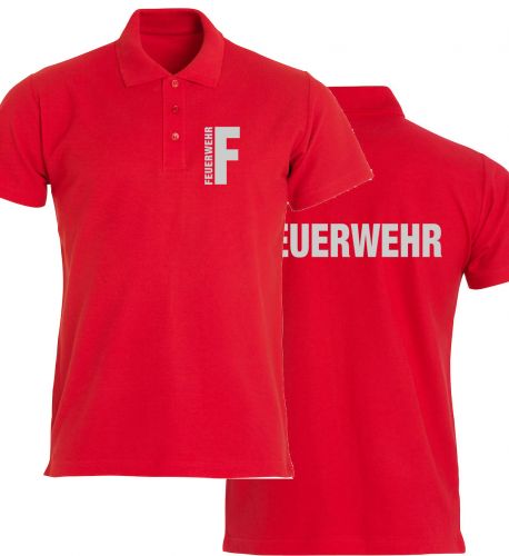 Polo-Shirt Basic Beschriftung refl. FEUERWEHR klein auf Brust und gross auf Rücken