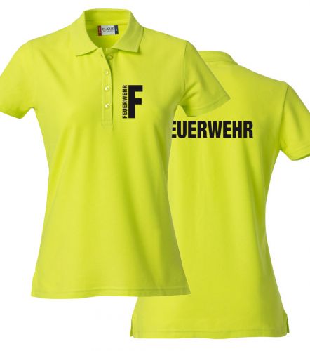 Polo-Shirt Basic Ladies Beschriftung schwarz FEUERWEHR klein auf Brust und gross auf Rücken