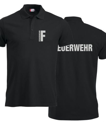 Polo-Shirt Manhattan Beschriftung refl. FEUERWEHR klein auf Brust und gross auf Rücken