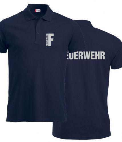 Polo-Shirt Manhattan Beschriftung refl. FEUERWEHR klein auf Brust und gross auf Rücken