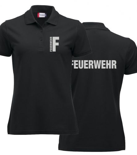 Polo-Shirt Manhattan Ladies Beschriftung refl. FEUERWEHR klein auf Brust und gross auf Rücken