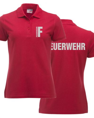 Polo-Shirt Manhattan Ladies Beschriftung refl. FEUERWEHR klein auf Brust und gross auf Rücken