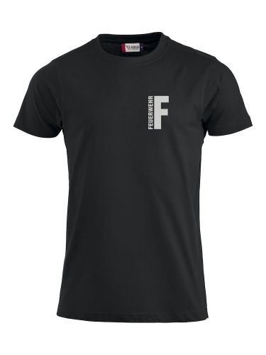 T-Shirt Premium T Beschriftung refl. FEUERWEHR klein auf Brust