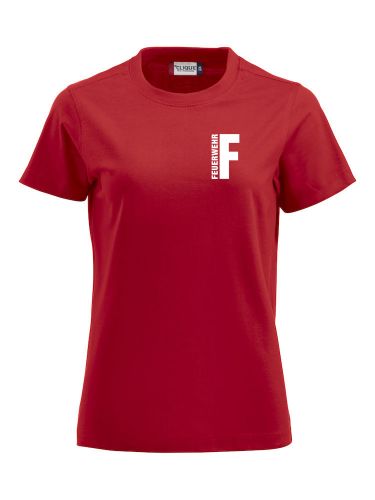 T-Shirt Premium T Ladies Beschriftung weiss FEUERWEHR klein auf Brust