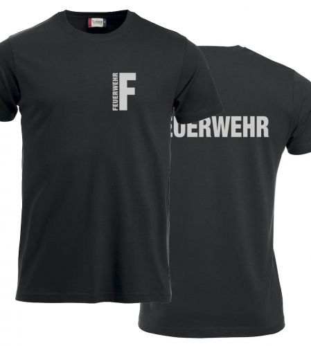 T-Shirt New-Classic T Beschriftung refl. FEUERWEHR klein auf Brust und gross auf Rücken