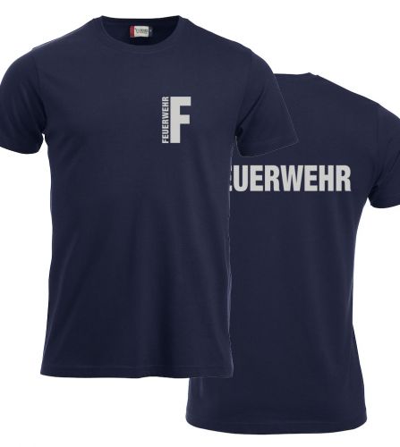 T-Shirt New-Classic T Beschriftung refl. FEUERWEHR klein auf Brust und gross auf Rücken
