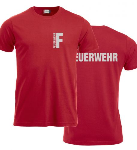 T-Shirt New-Classic T Beschriftung refl. FEUERWEHR klein auf Brust und gross auf Rücken
